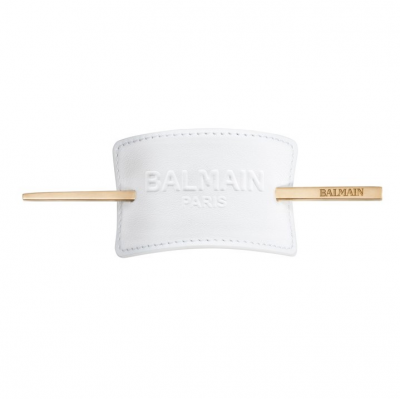 Balmain Hair Barette Gift Set - White  14K鍍金真皮髮簪禮盒 - 白
