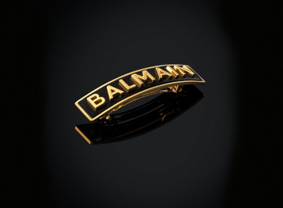 Balmain Limited Edition Barrette Pour Cheveux- Medium  Balmain 18K 鍍金真皮髮簪