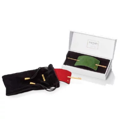 Balmain Hair Barette Gift Set Green 14K鍍金真皮髮簪禮盒 - 綠