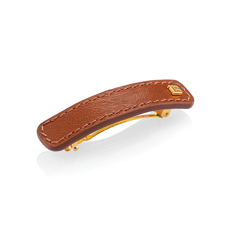 Balmain Riviera Barrette Cognac Medium 真皮髮飾 (中號)